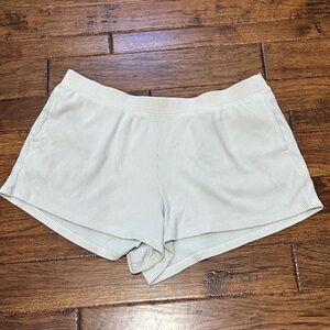 Hollister Women's Ribbed Cream Lounge Shorts - Lightweight Casual Shorts